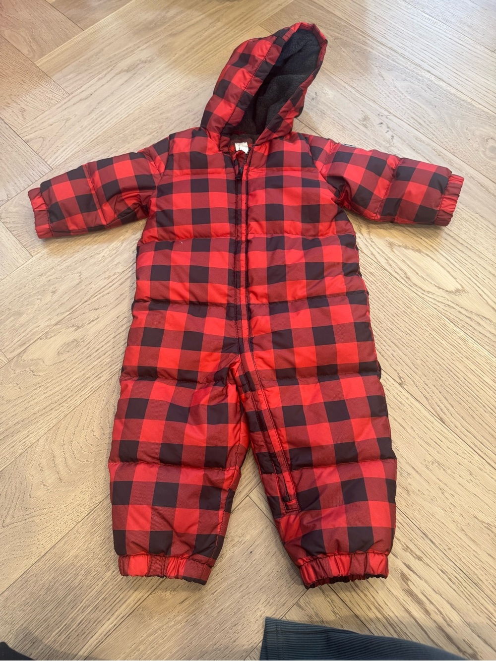 GAP Baby Red and Black Plaid Puffer Jacket